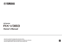 Yamaha RX-V383 - Owners manual 